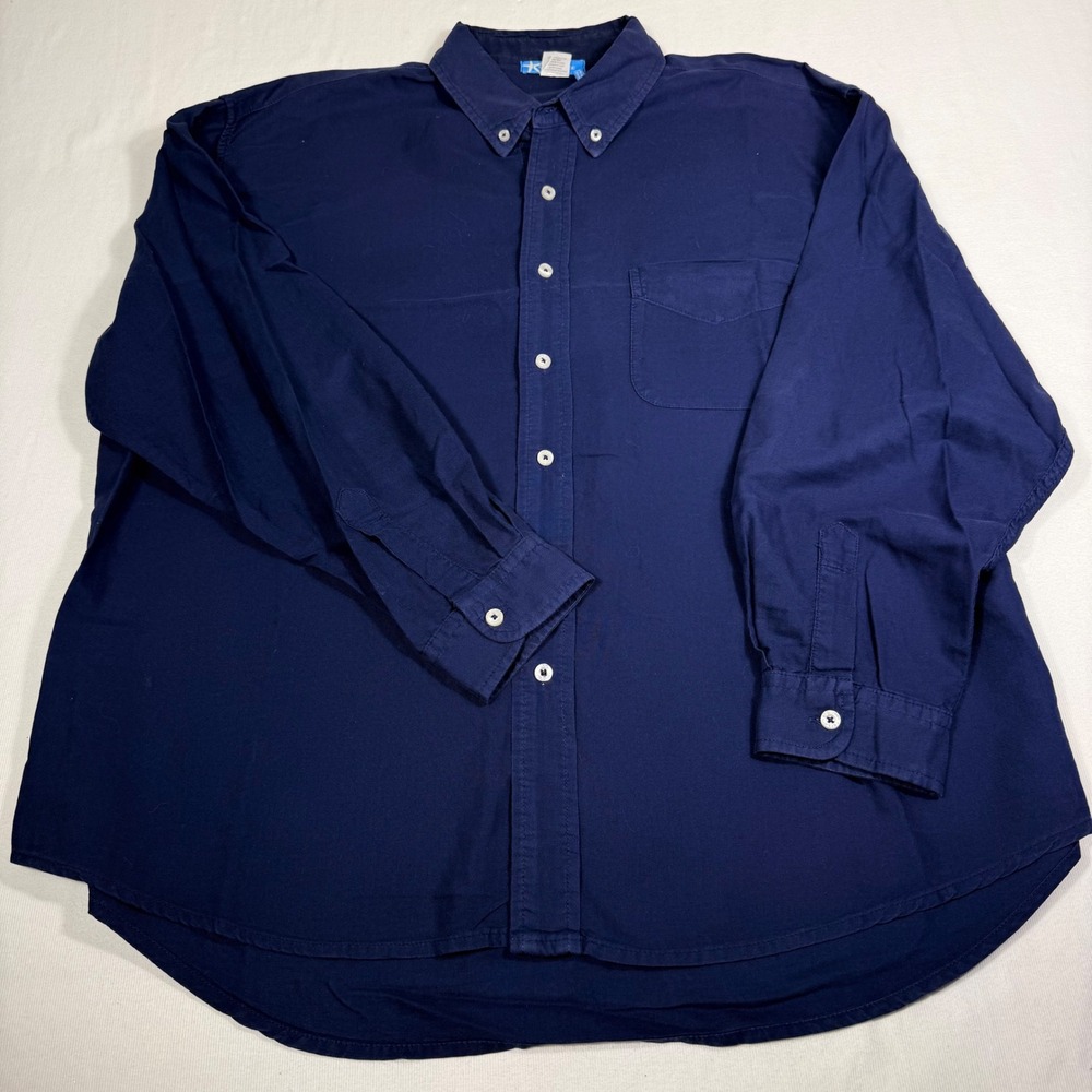 Fresh Produce Button Down Shirt XL Navy Blue Cotton Long Sleeve Casual coastal